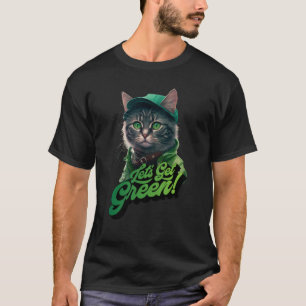 Katt Leprechaun Katt Shamrock låt oss bli gröna T Shirt