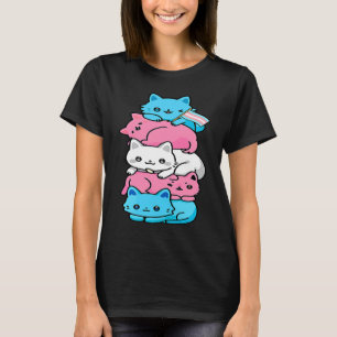 Katt LGBT Trans Flag Söta Katter Hög Transpersonli T Shirt