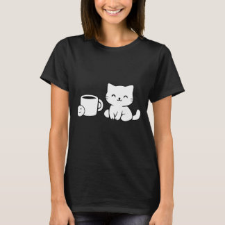 Katt Linje Konst – Minimal Svart Kontur Illustrati T Shirt