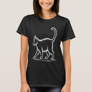 Katt Linjekonst Gående Kattälskare T Shirt