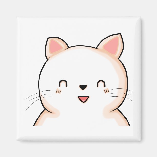 Katt Little Cat Kawaii Closed Öga Animal Teckning. Magnet (Framsidan)