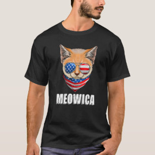 Katt Lodjur 4:e Juli Amerikansk Flagga USA T Shirt