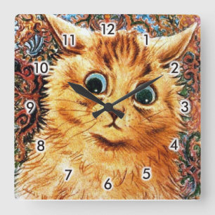 Katt Louis Wain Fyrkantig Klocka