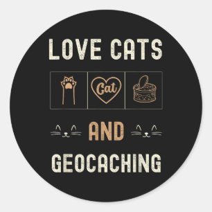 Katt Lover Cats och Geocaching Kittens Pet Manar W Runt Klistermärke