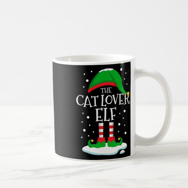 Katt Lover Elf-julfamiljen som matchar Julafton D Kaffemugg (Höger)