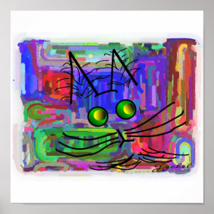 Katt Lovers Poster "Nyfiken Abstrakt Cat"