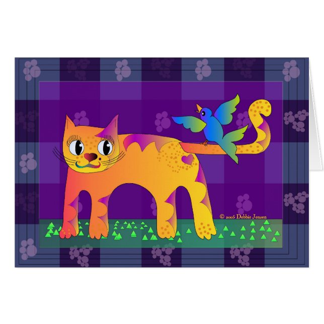 Katt lunch av Debbie Jensen Hälsningskort (Framsidan Horizontal)