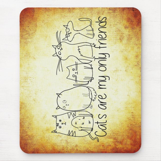 Katt, lustiga vänner tecknad vit brun musmatta (Framsidan)