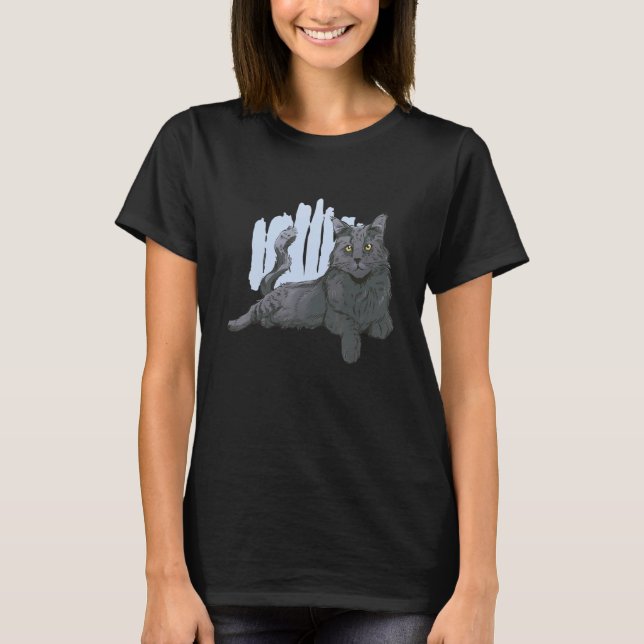 Katt Maine Coon Husdjur T Shirt (Framsida)