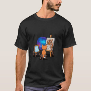 Katt Målar Lejon Konstnärlig Djur Älskare Grafisk T Shirt
