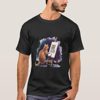 Katt Målar Lejon Konstnärlig Djurfantast T Shirt