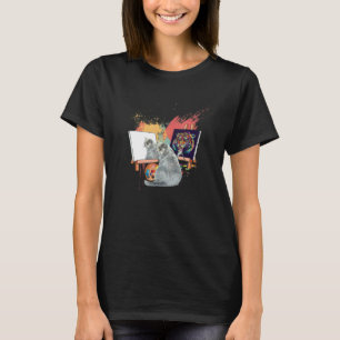 Katt Målar Lejon Konstnärliga Djur Grafisk T Shirt