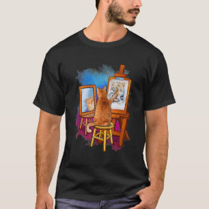 Katt Målar Lejon Konstnärliga Djur Grafisk T Shirt