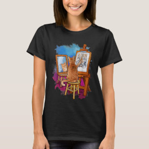 Katt Målar Lejon Konstnärliga Djur Grafisk T Shirt