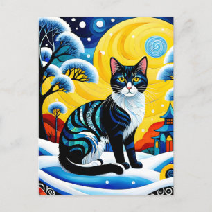 "Katt"-målningen är en kyld och elegant. Vykort