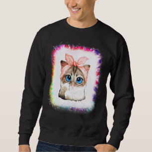 Katt Mamma Kärlek R Pappa Pojke Flicka Tie Dye Bl Lång Ärmad Tröja