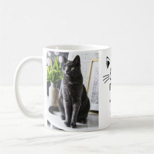 Katt mamma katt ansikte personlig 2 foton namn kaffemugg