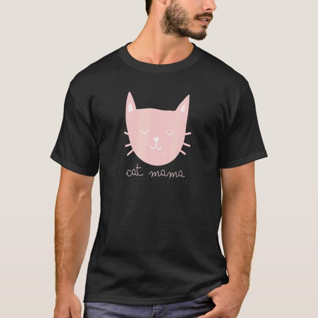 Katt Mamma katt Rosa Kitty T Shirt (Framsida)