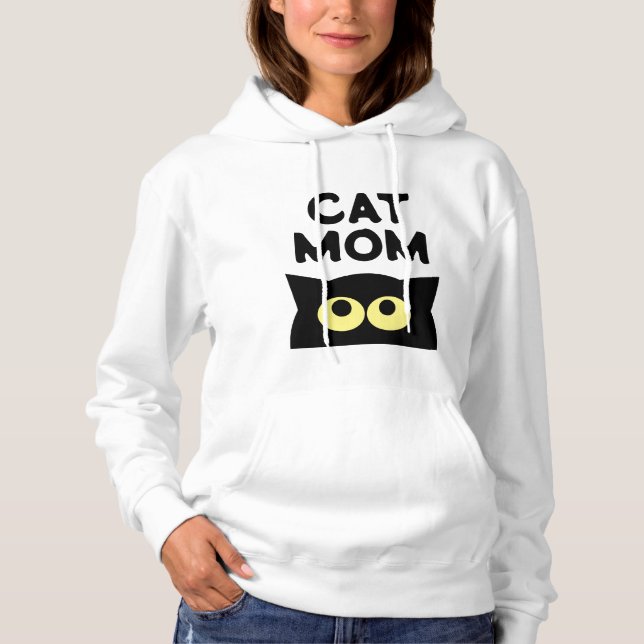 Katt Mamma, vit hoodie för kattlover T Shirt (Framsida)