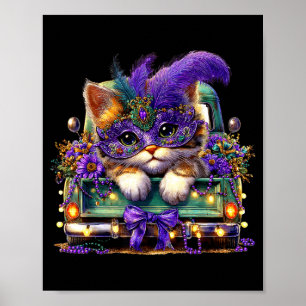 Katt Mardi Gras Lastbil Nola Söt Pojkar Flickor Kv Poster