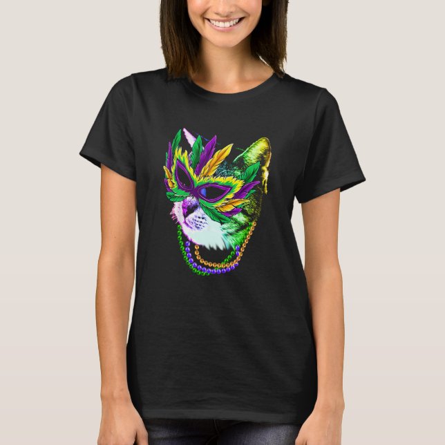 Katt Mardi Gras T Shirt (Framsida)