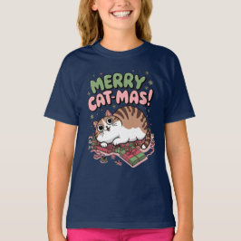 Katt-mas! Cute Jul Cat Girl T-Shirt