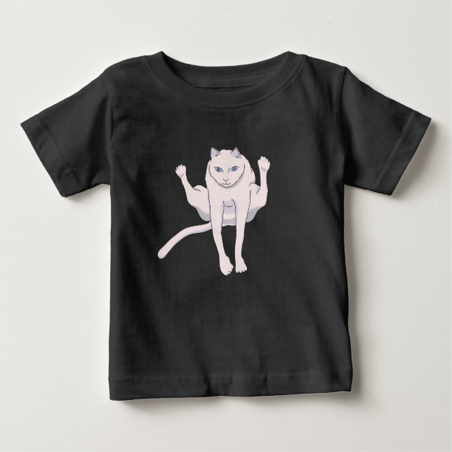 Katt med Acrobatiskt tryck för vit idrottsman T Shirt (Framsida)