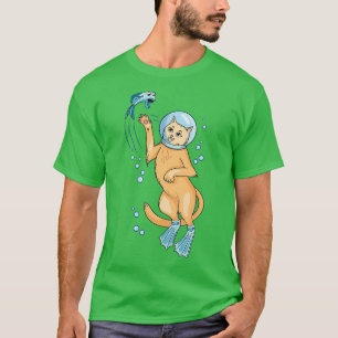 Katt med akvarium på huvudet t shirt