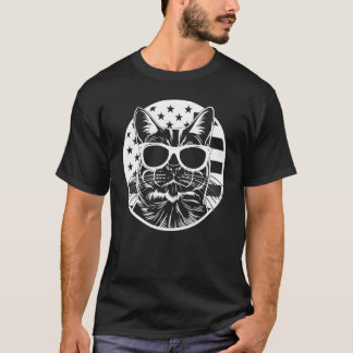 Katt med amerikansk flagga I Katt Amerikansk flagg T Shirt