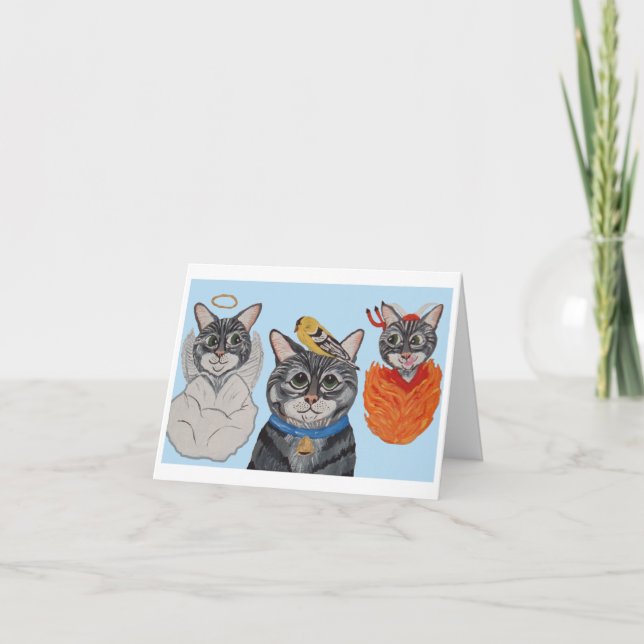 Katt med ängel och djävul meddelande (Framsida)