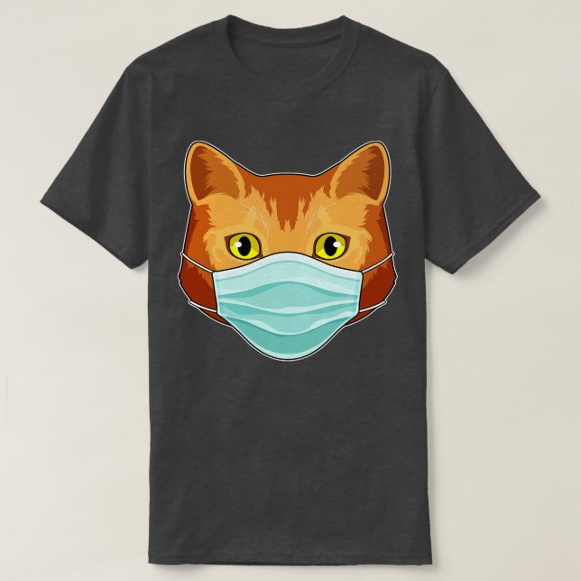 Katt med Ansikte-mask T Shirt (Design framsida)