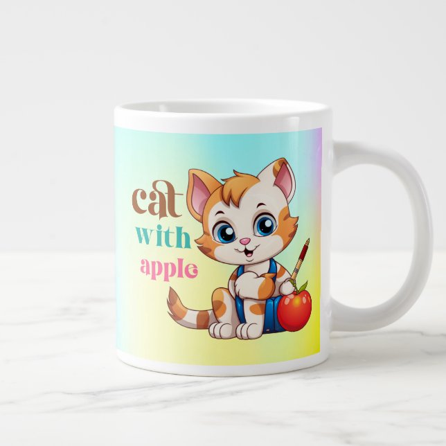 Katt med äpple-85242 jumbo mugg (Höger)