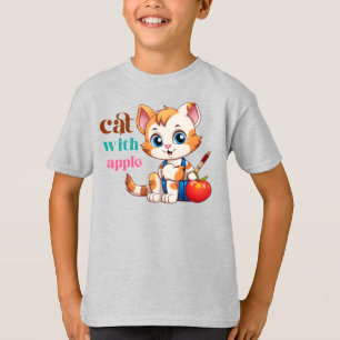 Katt med äpple-85242 t shirt