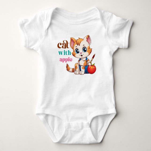Katt med äpple-85242 t shirt (Framsida)