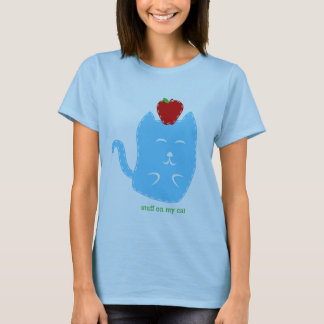 Katt med äpplet på den head t-skjortan tee shirt