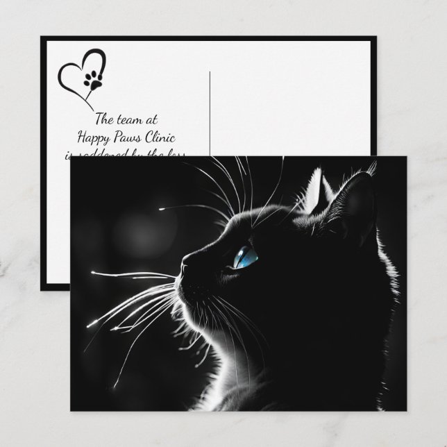 Katt med bakgrundsbelysning glöd Husdjur Sympati F Vykort (Fram/baksida)