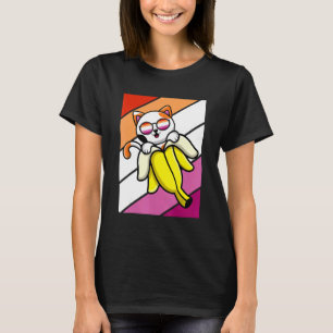 Katt Med Banan Stolthet Lesbisk Flagga HBTQ Stolt T Shirt