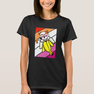 Katt Med Banan Stolthet Lesbisk Flagga LGBQ Stolt T Shirt