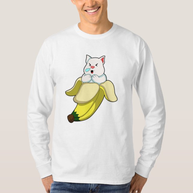 Katt med Banana T Shirt (Framsida)