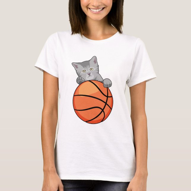 Katt med basket t shirt (Framsida)