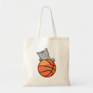 Katt med basket tygkasse