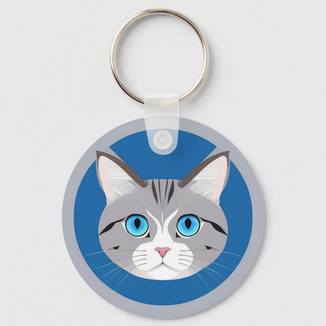Katt Med Blåa Ögon Nyckelring (Framsida)