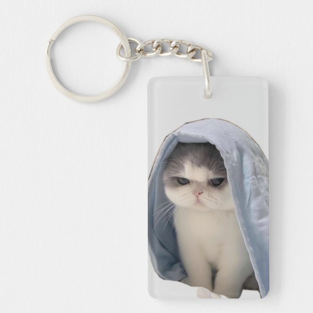 Katt med Blanket-nyckelkedja (Framsidan)
