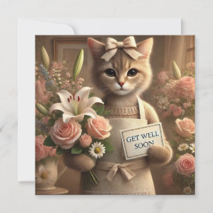 Katt med blomma med Skaffa ett bra snart kort