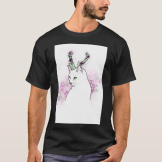 Katt med Blommigt Antlers (Färg version) Classic T Shirt