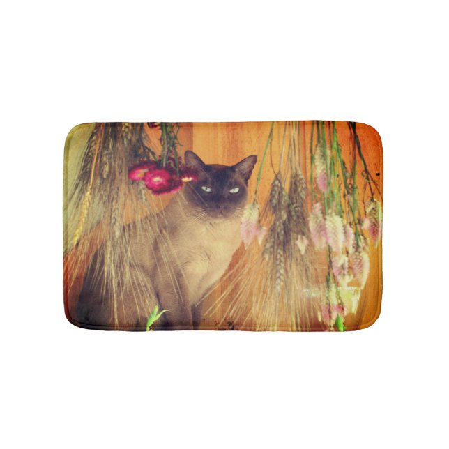 Katt med blommor badrumsmatta (Framsidan)