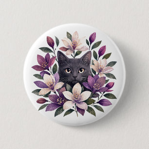 Katt med blommor knapp