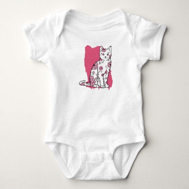 Katt med blommor t shirt (Framsida)