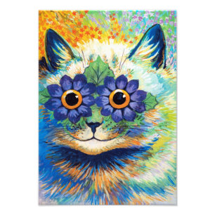 Katt med blomögon Louis Wain Fototryck
