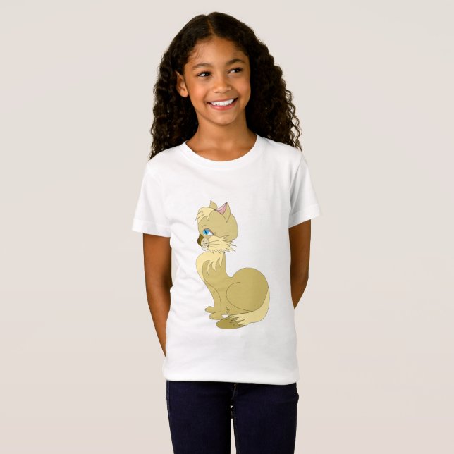 Katt med Blue Ögon Kids T-Shirt (Hel framsida)